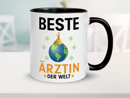 Welt Beste Ärztin | Medizin | Doktorin | Fachärztin Tasse Weiß - Schwarz - Kaffeetasse / Geschenk / Familie