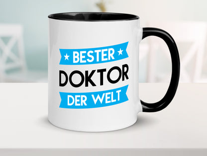 Bester Doktor | Doktorand | Doktortitel Tasse Weiß - Schwarz - Kaffeetasse / Geschenk / Familie