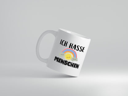 Ich hasse Menschen | Kinder Zeichnung | Zyniker Tasse - Tasse Weiß - Kaffeetasse / Geschenk / Familie