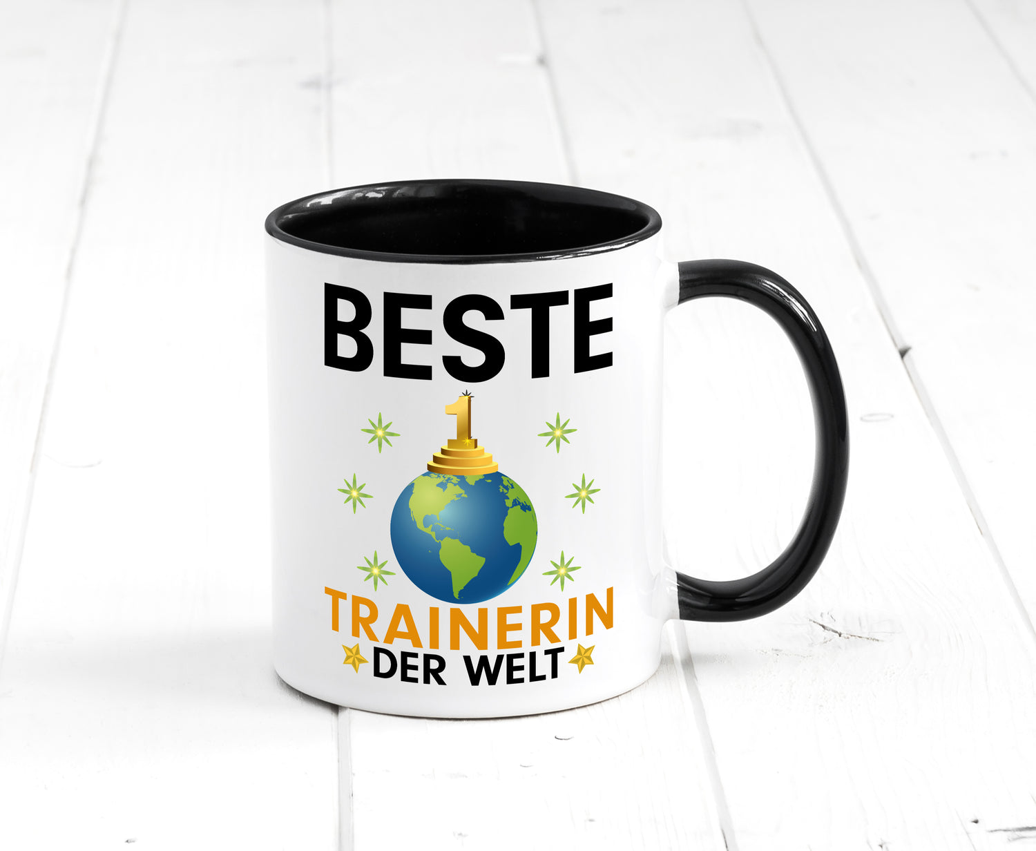 Welt Beste Trainerin | Sportverein | Humor Tasse Weiß - Schwarz - Kaffeetasse / Geschenk / Familie