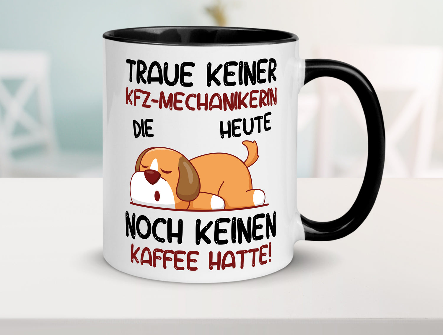 Traue keiner KFZ-Mechanikerin | Mechaniker | KFZ Tasse Weiß - Schwarz - Kaffeetasse / Geschenk / Familie