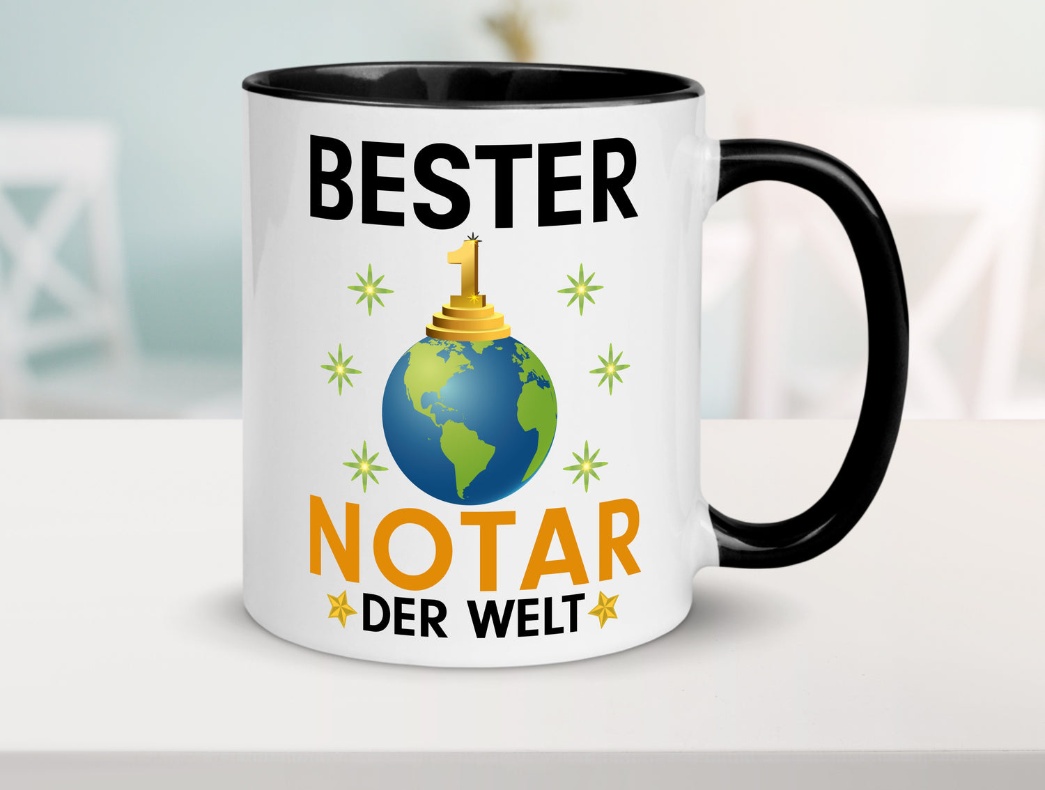 Welt Bester Notar | Jurist | Tasse Weiß - Schwarz - Kaffeetasse / Geschenk / Familie