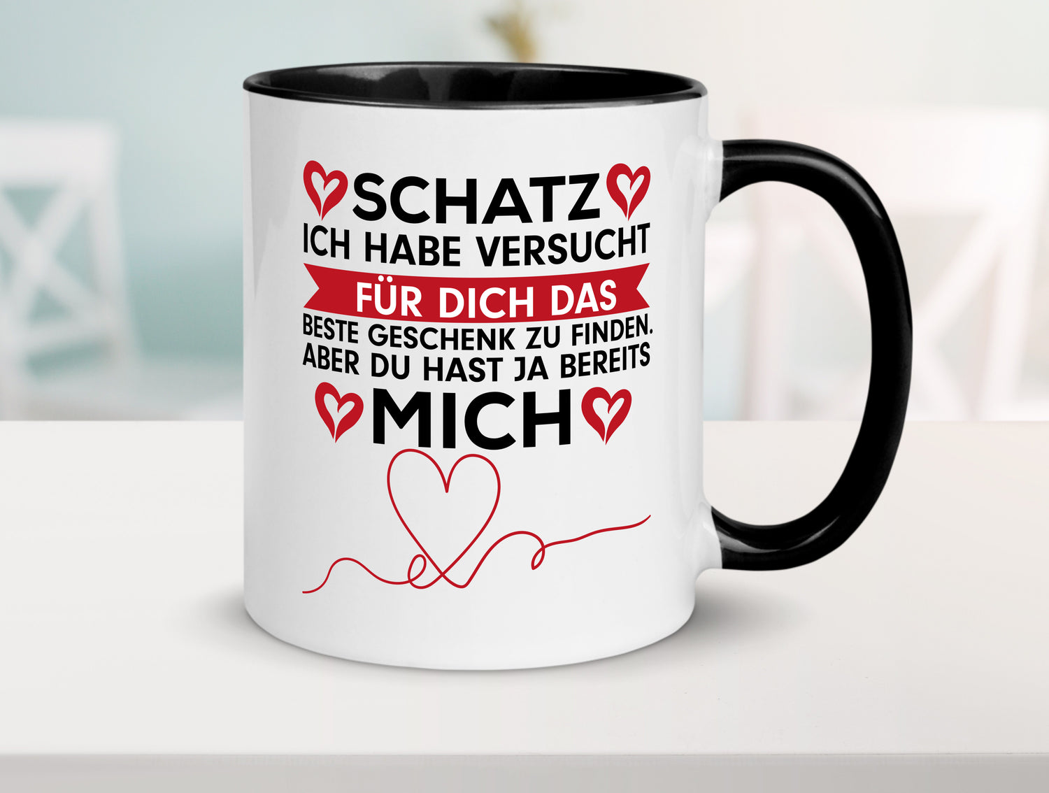 Das Beste Geschenk zu finden Tasse Weiß - Schwarz - Kaffeetasse / Geschenk / Familie