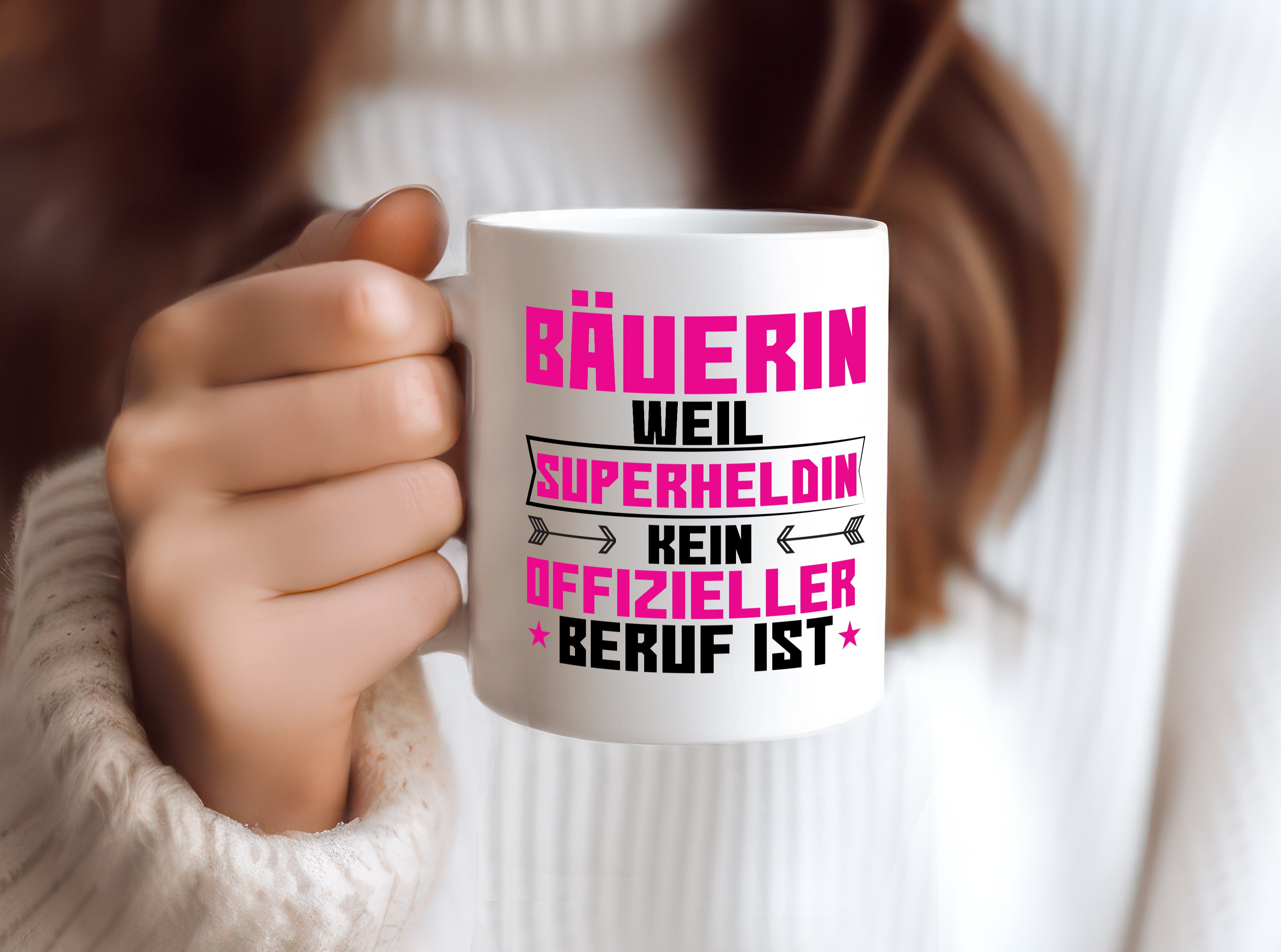 Superheldin Bäuerin | Bauernhof | Landwirtschaft - Tasse Weiß - Kaffeetasse / Geschenk / Familie