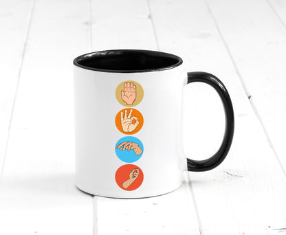 Taucher Tasse | Handzeichen Symbole | Tauchen Hobby Tasse Weiß - Schwarz - Kaffeetasse / Geschenk / Familie