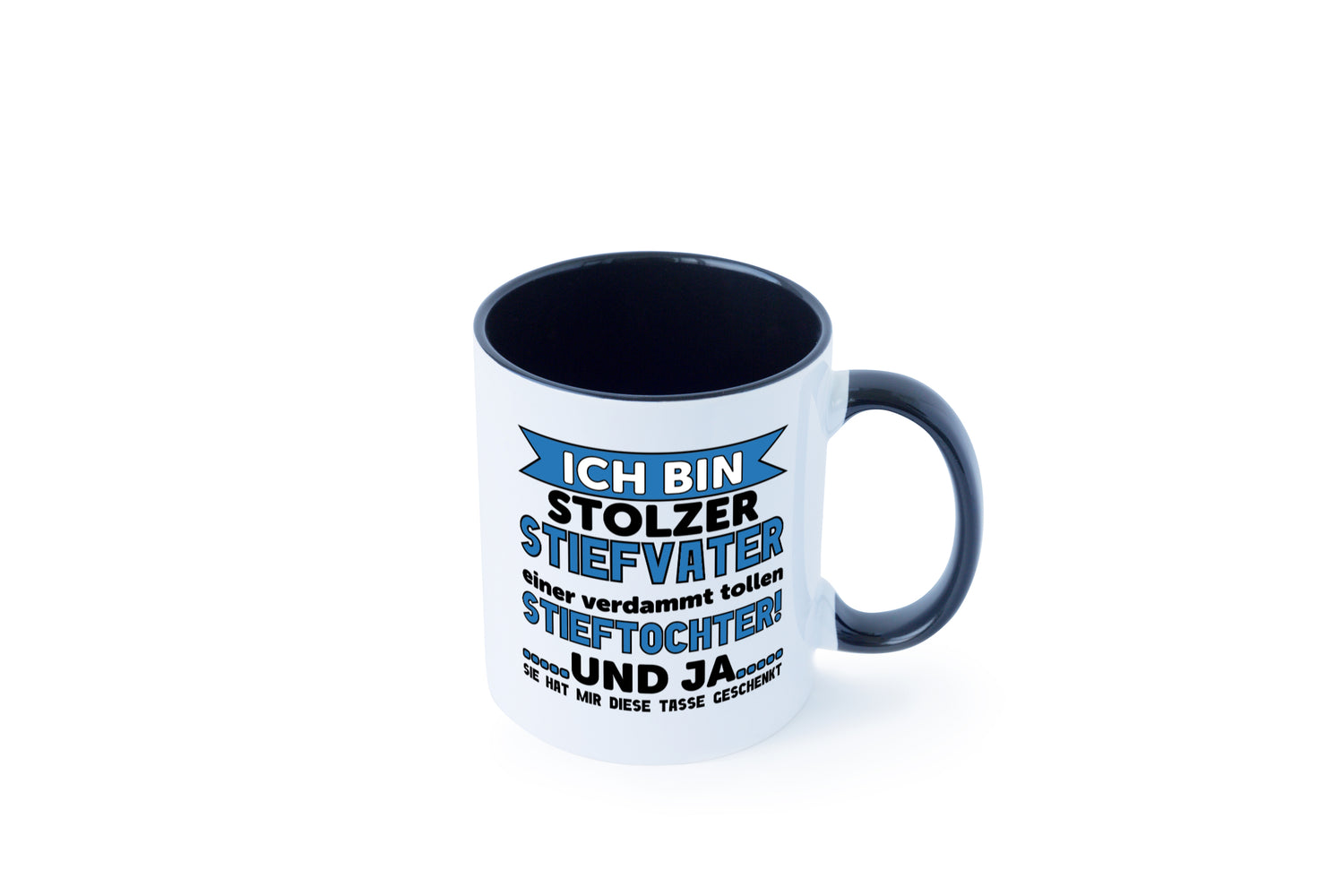 Stolzer Stiefvater | Vatertag | Spruch Stieftochter Tasse Weiß - Schwarz - Kaffeetasse / Geschenk / Familie