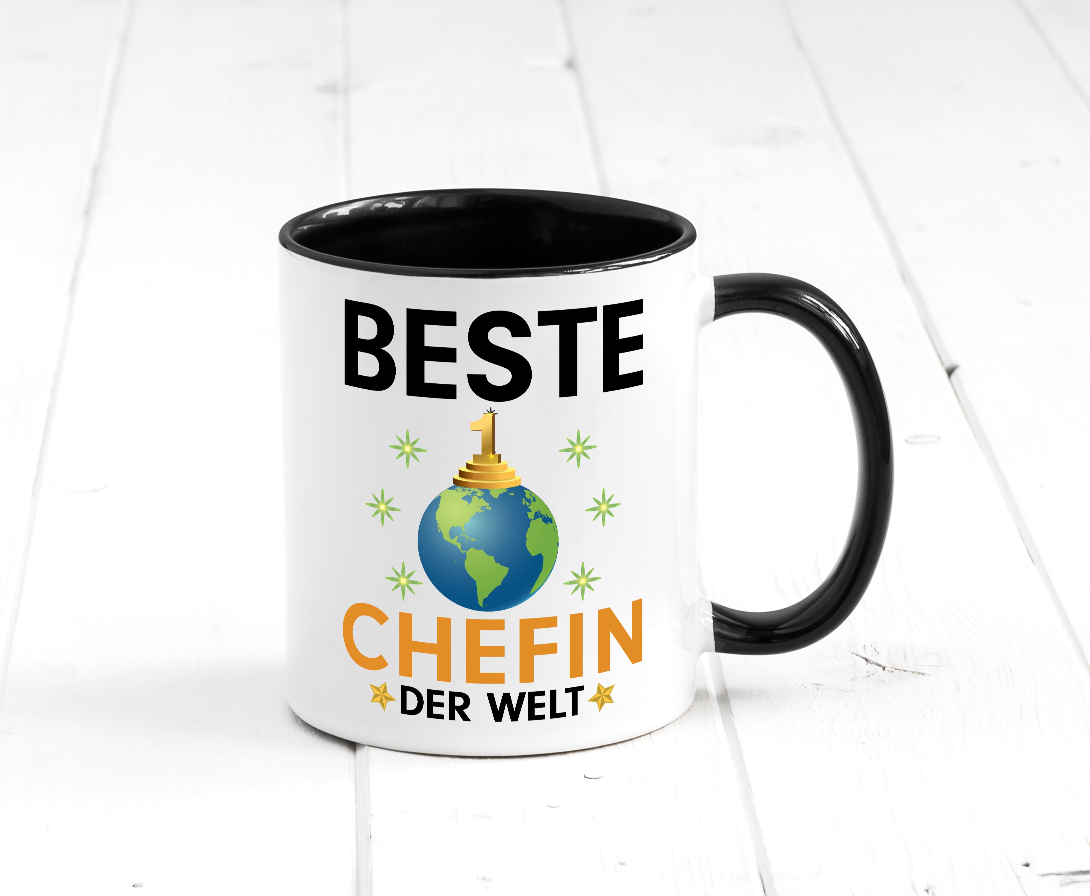 Welt Beste Chefin | Führungskraft | Vorgesetzte Tasse Weiß - Schwarz - Kaffeetasse / Geschenk / Familie