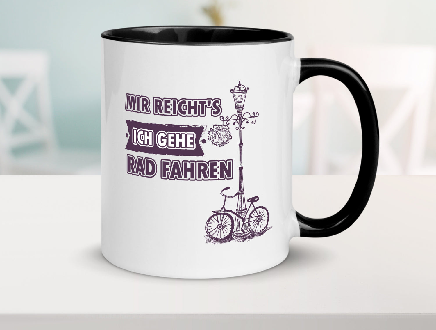 Mir reicht ich geh Rad fahren Tasse Weiß - Schwarz - Kaffeetasse / Geschenk / Familie