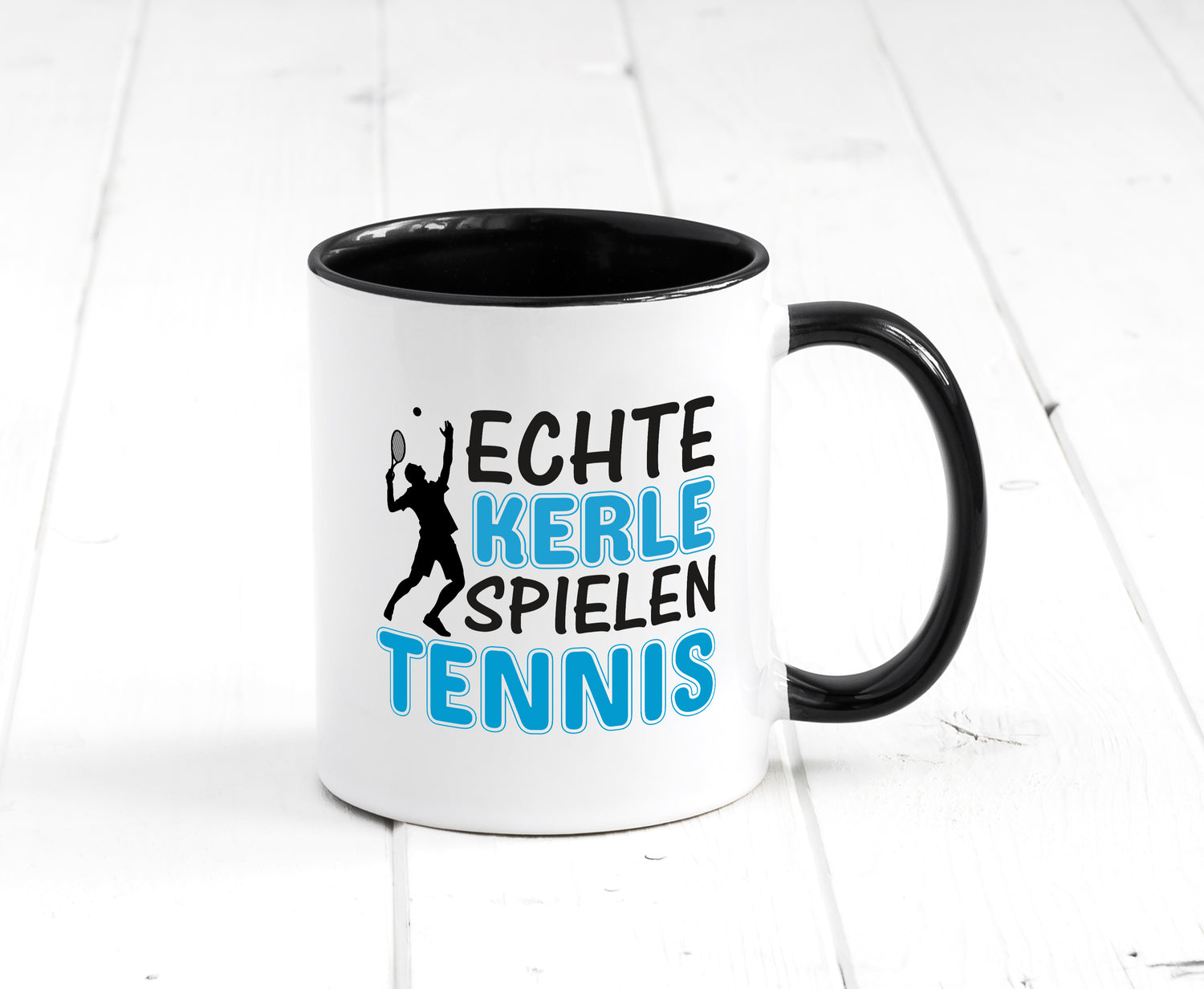 Echte Kerle spielen Tennis | Männer Tasse | Sport Tasse Weiß - Schwarz - Kaffeetasse / Geschenk / Familie