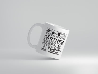 Achtung Probleme Gärtner | Gartenbau - Tasse Weiß - Kaffeetasse / Geschenk / Familie