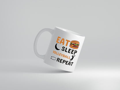 Eat Sleep Volleyball Repeat | Volleyball Spieler Tasse - Tasse Weiß - Kaffeetasse / Geschenk / Familie