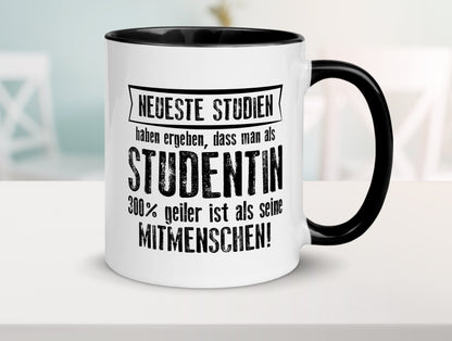 Neuste Studien: Studentin | Uni | Studium | Universität Tasse Weiß - Schwarz - Kaffeetasse / Geschenk / Familie