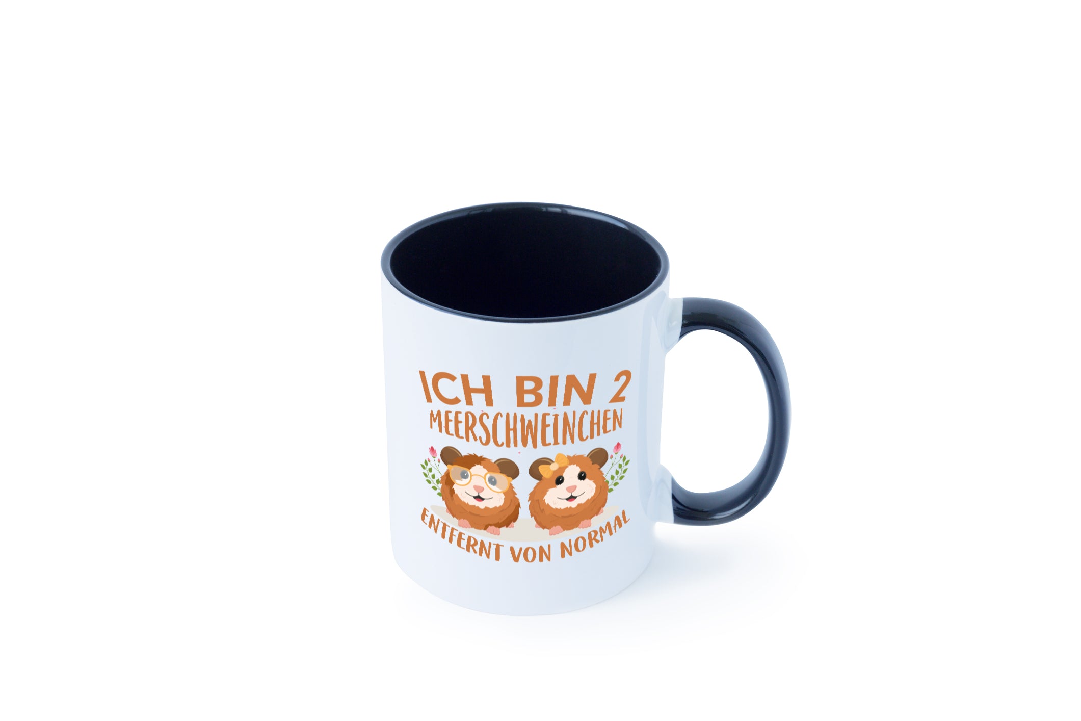 Zwei Meerschweinchen | Tierfreund Tasse | Tier Liebe Tasse Weiß - Schwarz - Kaffeetasse / Geschenk / Familie