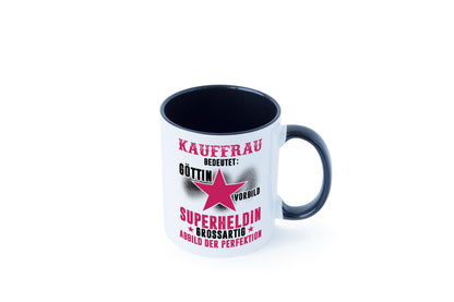 Bedeutung von Kauffrau | Kauffrauen Tasse Weiß - Schwarz - Kaffeetasse / Geschenk / Familie