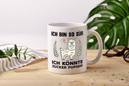 Ich bin so süß | niedlich | Lama | Zucker pupsen - Tasse Weiß - Kaffeetasse / Geschenk / Familie