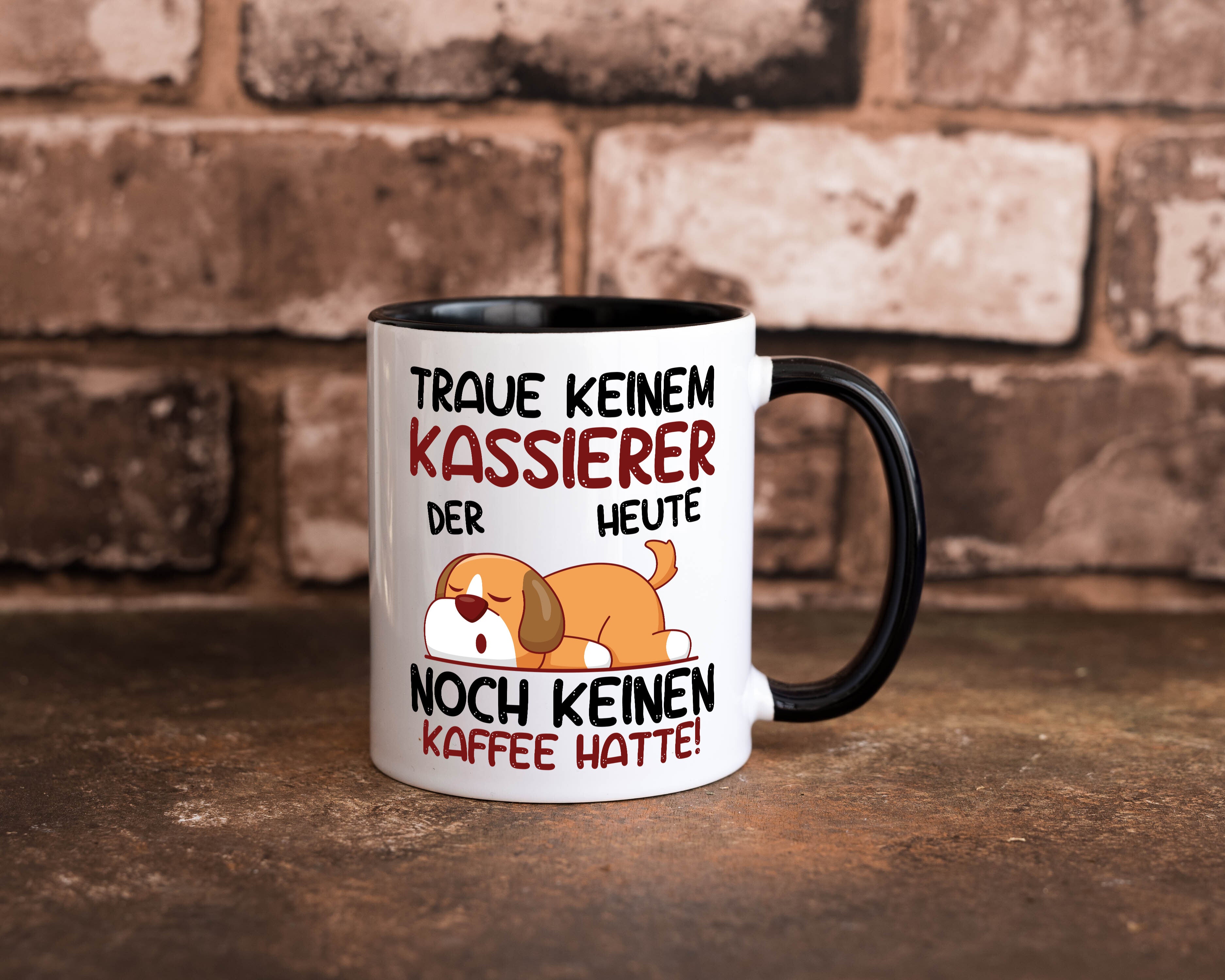 Traue keinem Kassierer Tasse Weiß - Schwarz - Kaffeetasse / Geschenk / Familie