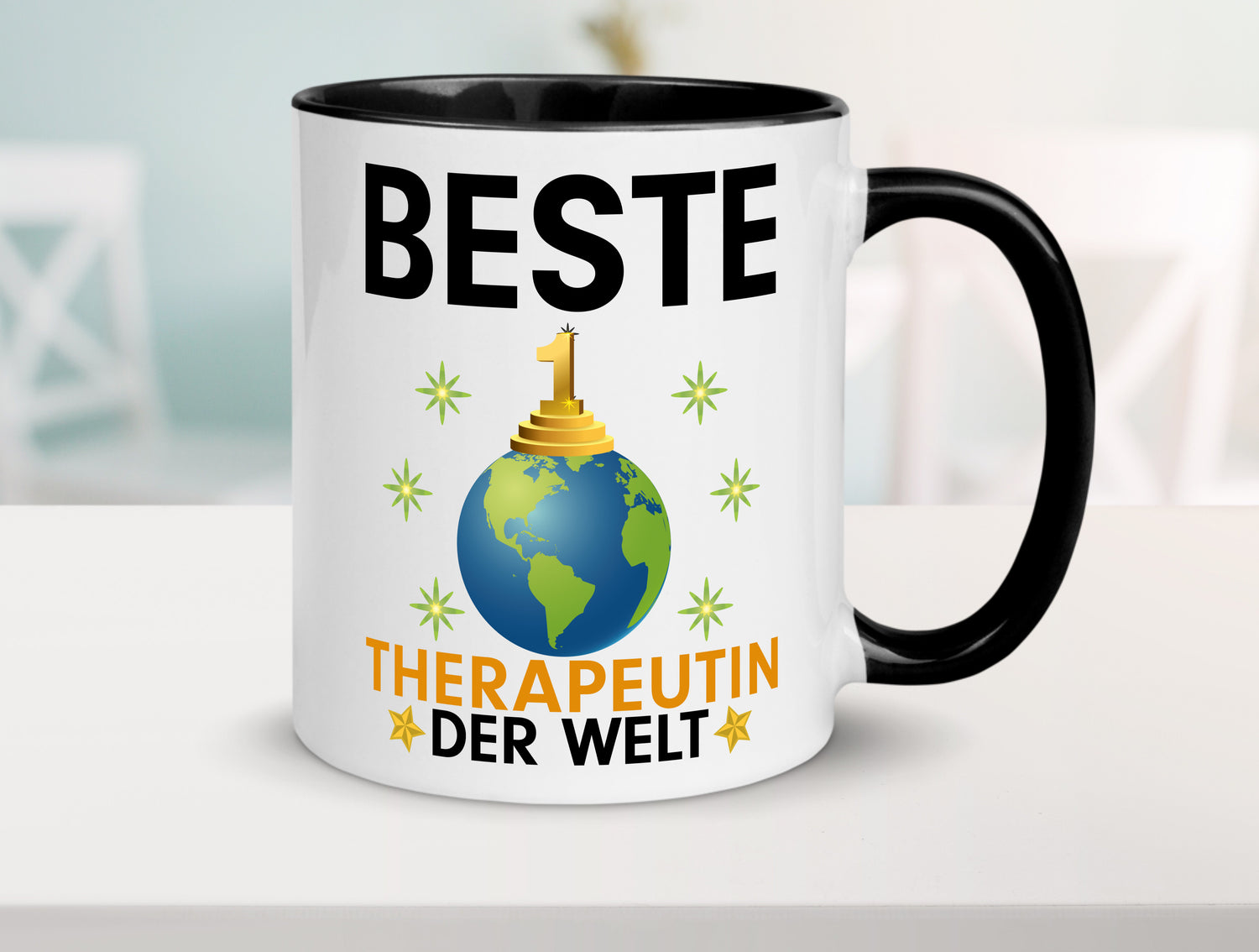 Welt Beste Therapeutin | Psychotherapie | Therapie Tasse Weiß - Schwarz - Kaffeetasse / Geschenk / Familie