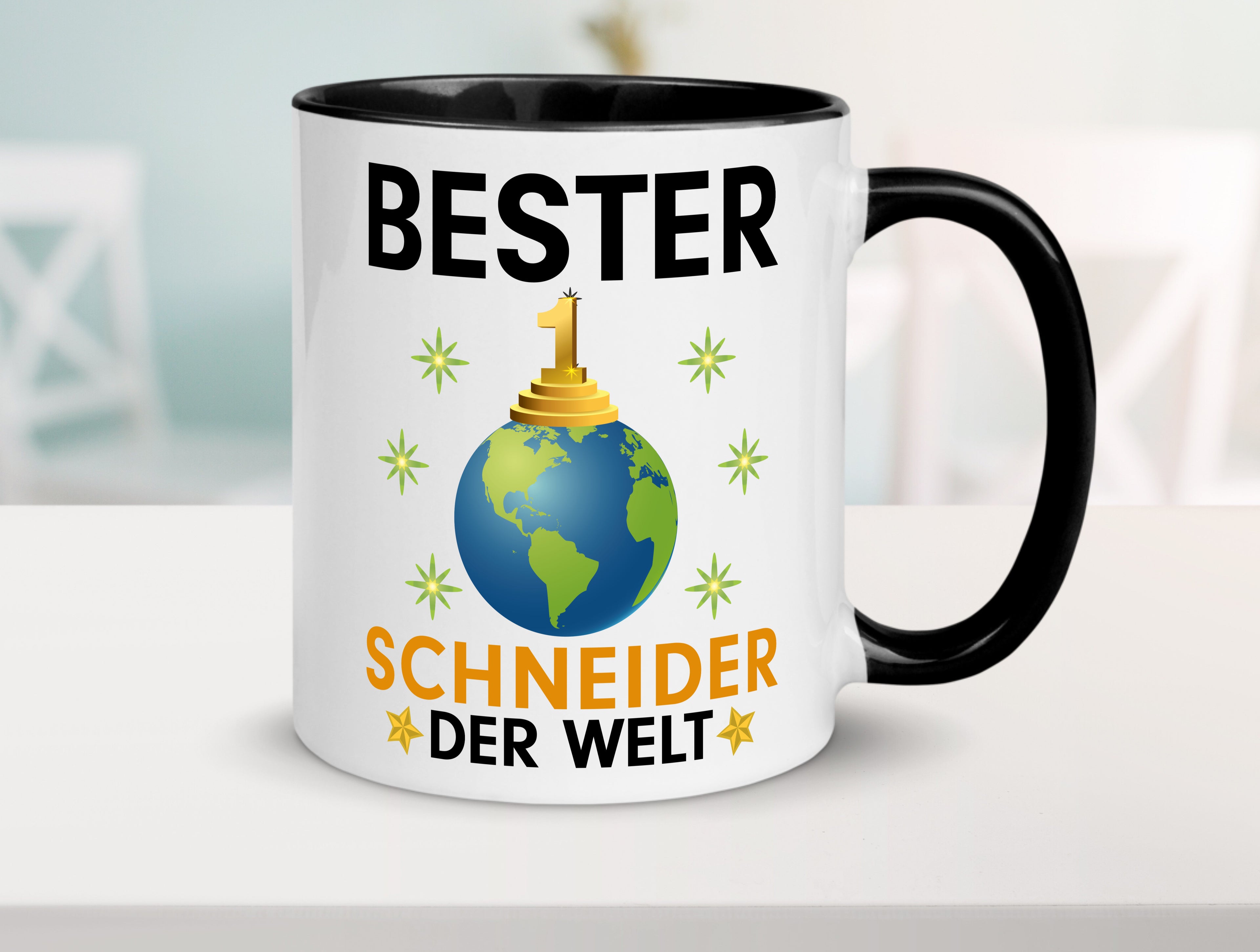 Welt Bester Schneider | Beruf Schneiderei Tasse Weiß - Schwarz - Kaffeetasse / Geschenk / Familie