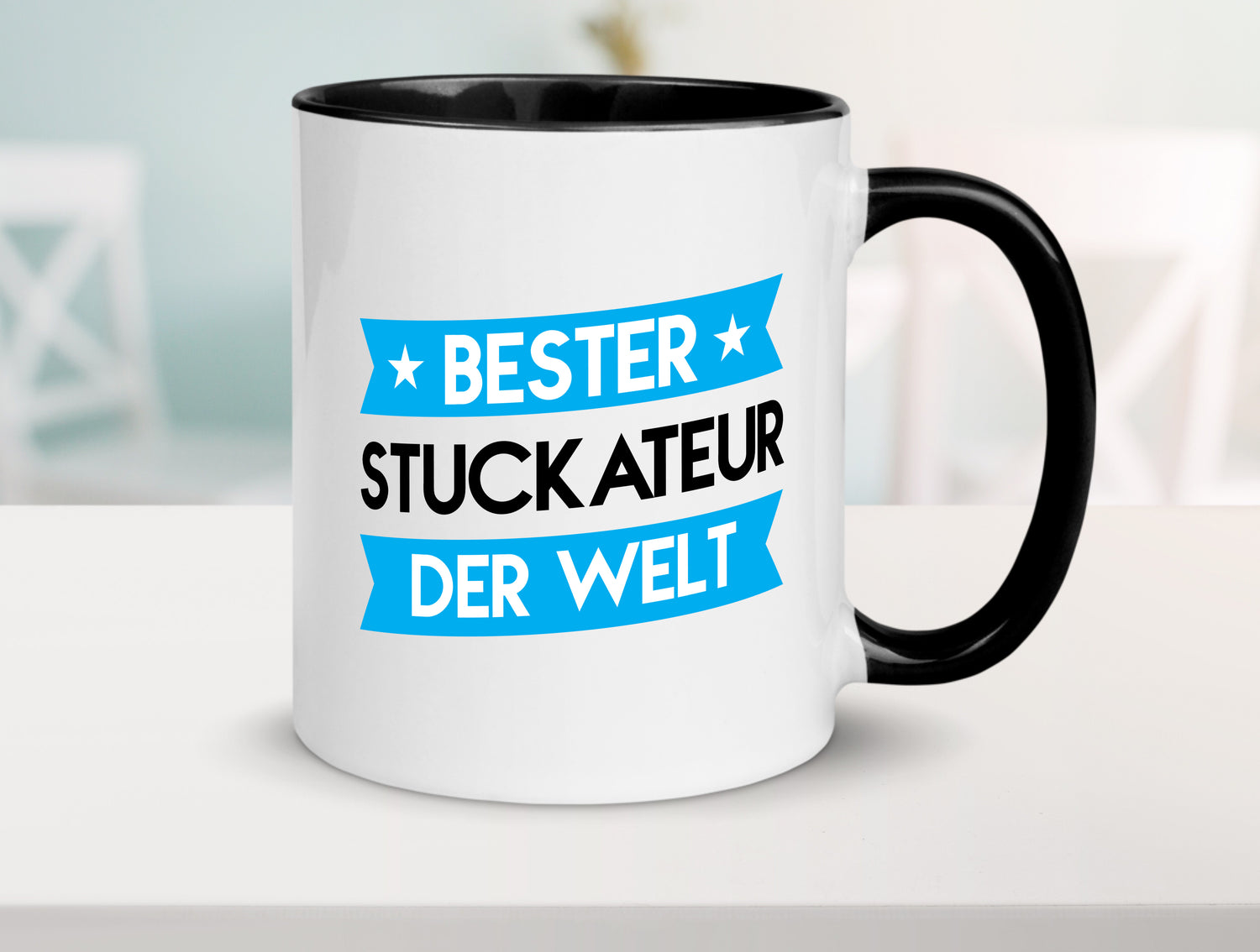 Bester Stuckateur | Innenausbau | Beruf Tasse Weiß - Schwarz - Kaffeetasse / Geschenk / Familie