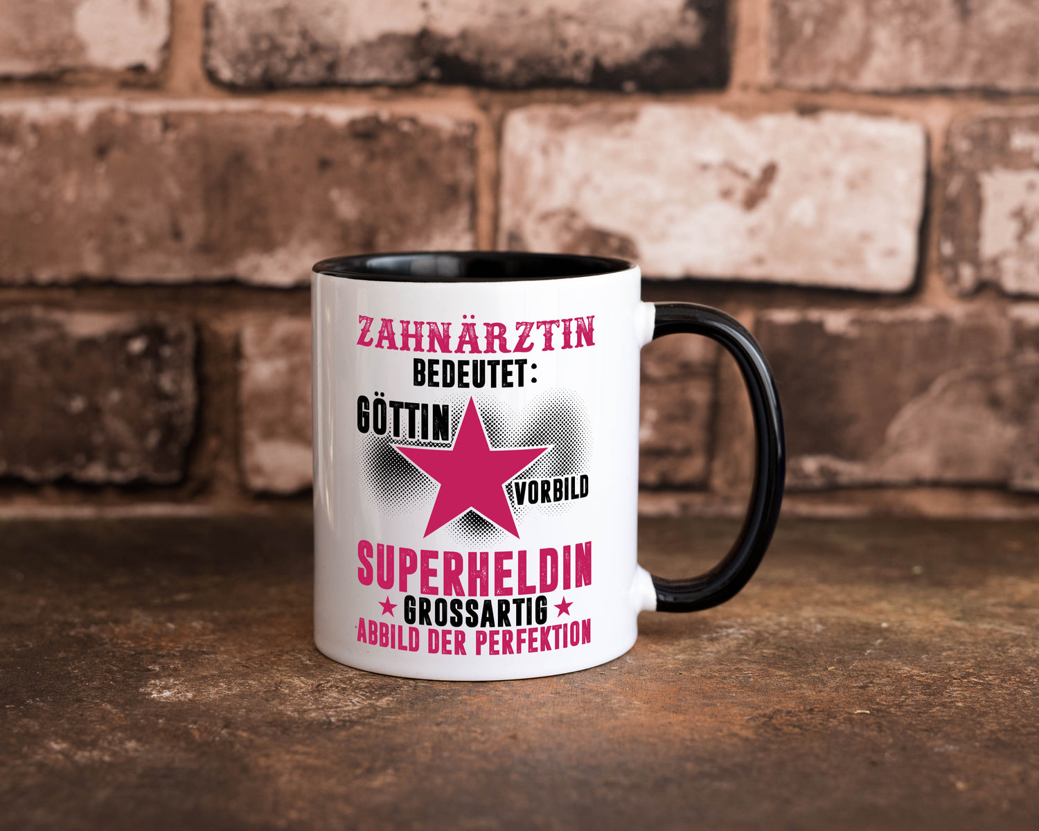 Bedeutung von Zahnärztin | Zahnmedizin Beruf Tasse Weiß - Schwarz - Kaffeetasse / Geschenk / Familie