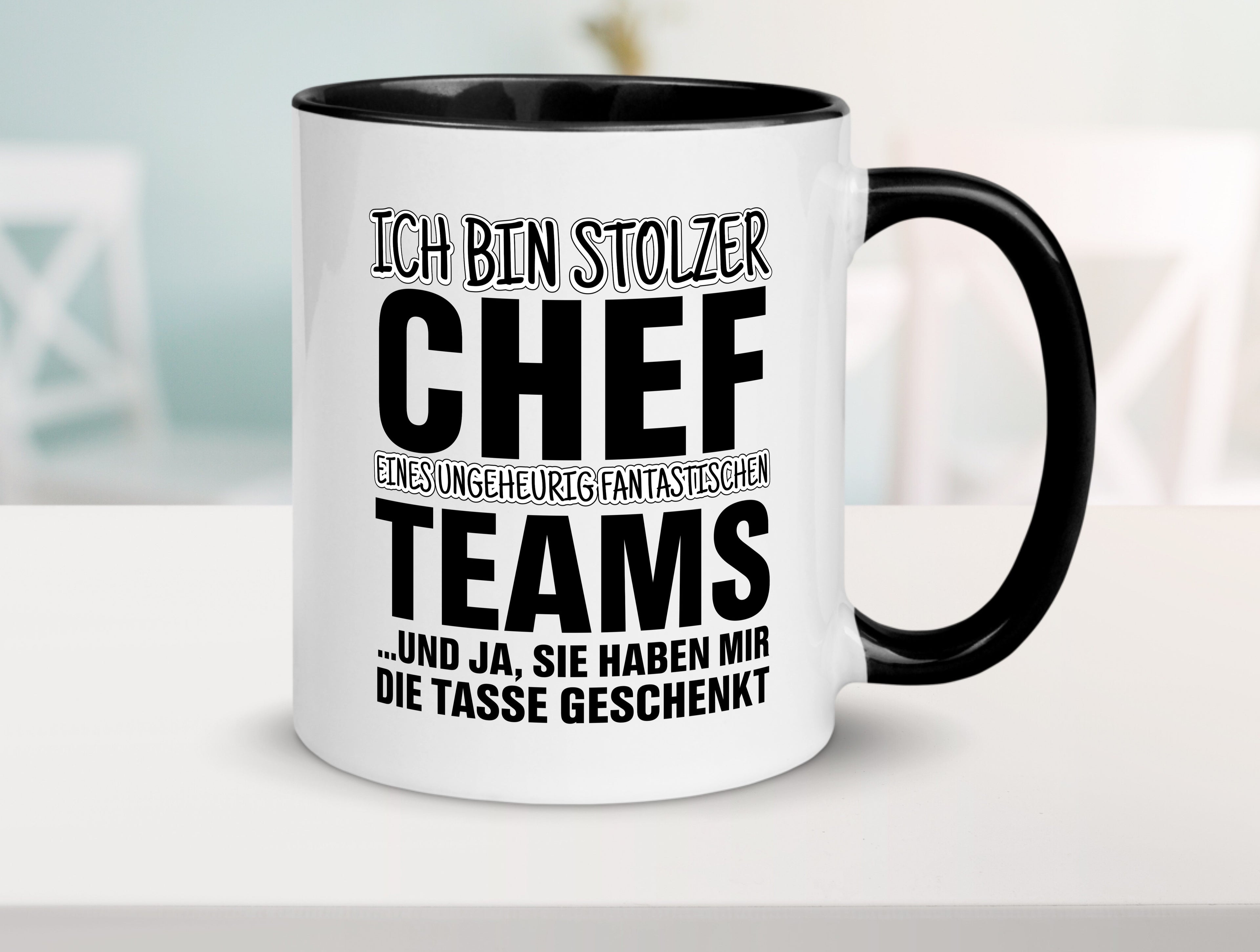 Stolzer Chef Tasse Weiß - Schwarz - Kaffeetasse / Geschenk / Familie