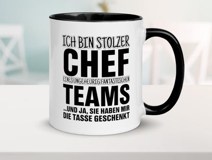 Stolzer Chef Tasse Weiß - Schwarz - Kaffeetasse / Geschenk / Familie