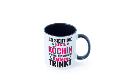 Kaffee Trink: Köchin | Chefköchin | Chefkoch Tasse Weiß - Schwarz - Kaffeetasse / Geschenk / Familie