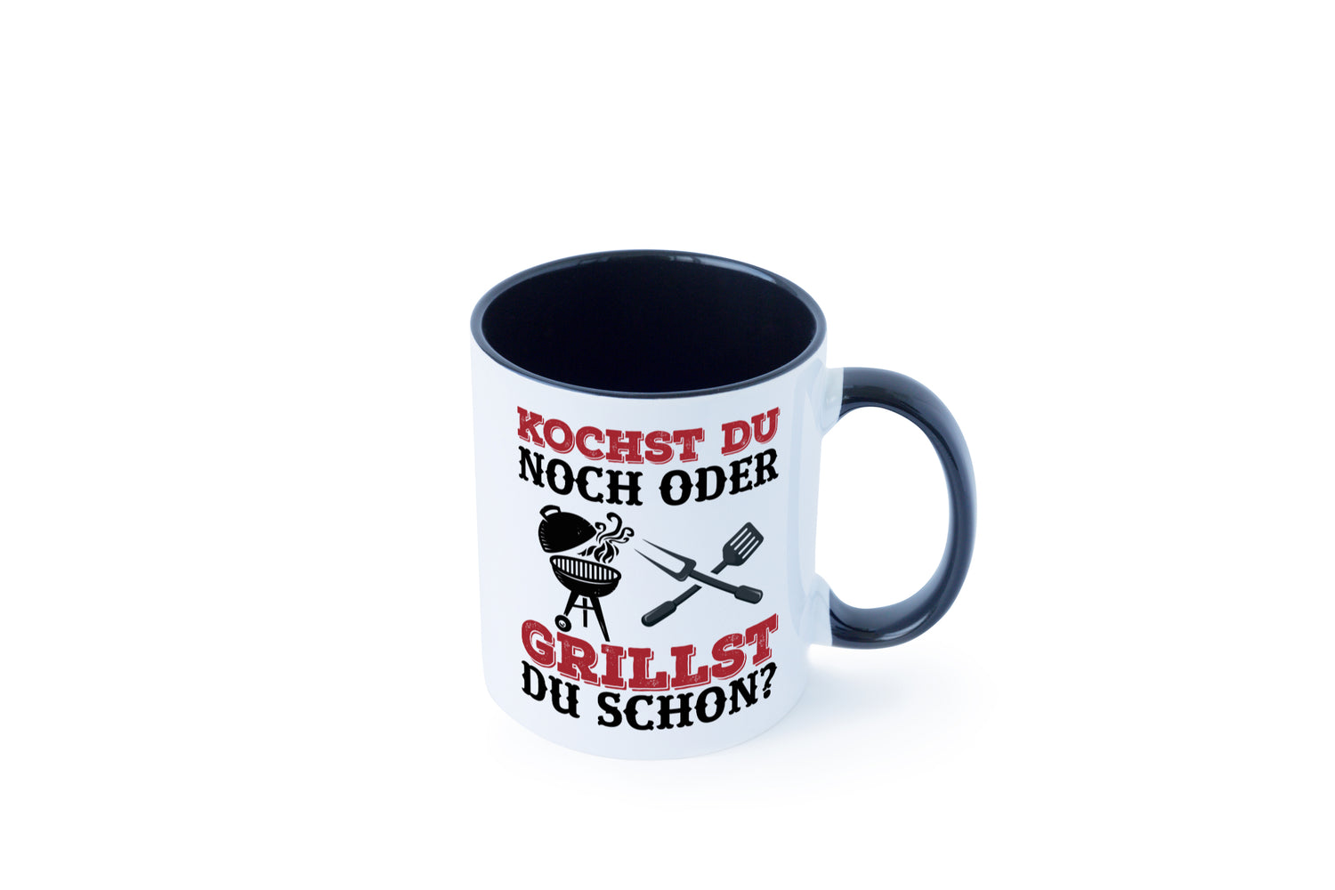 Grillst du schon? | Spruch Tasse | Grillen | Männer Tasse Weiß - Schwarz - Kaffeetasse / Geschenk / Familie