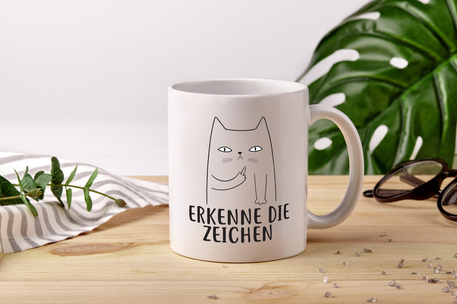 Erkenne die Zeichen | Katzenbesitzer | witzige Katze - Tasse Weiß - Kaffeetasse / Geschenk / Familie