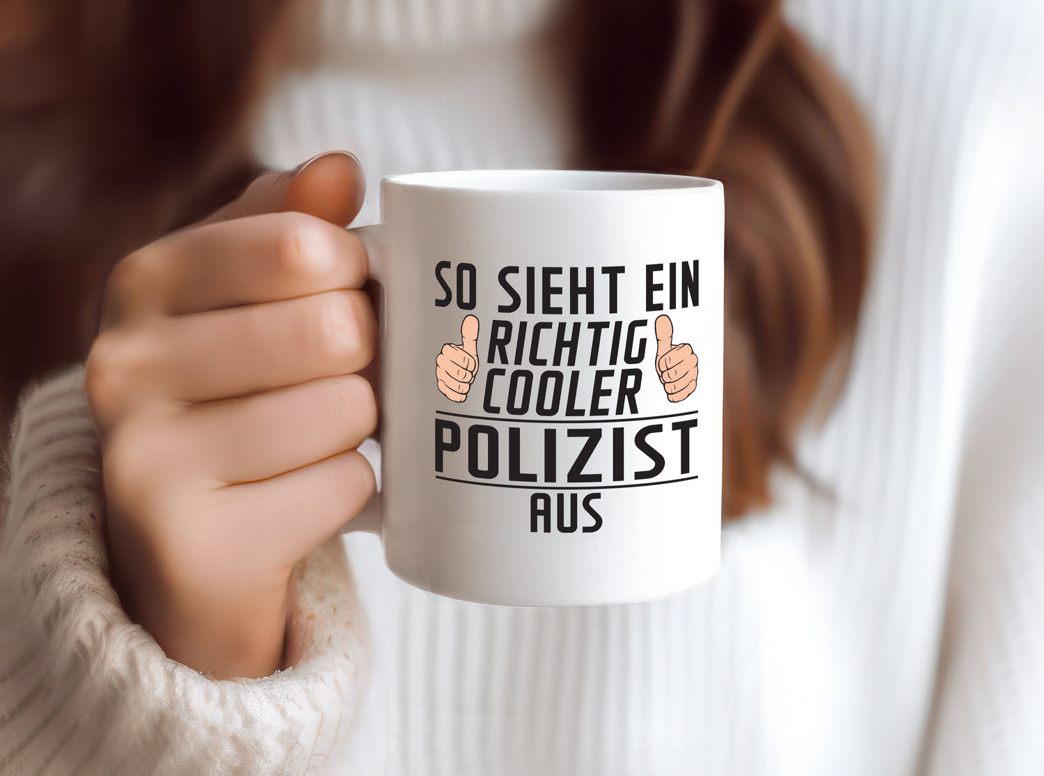 Richtig Cooler Polizist | Polizei - Tasse Weiß - Kaffeetasse / Geschenk / Familie