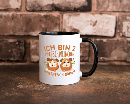 Zwei Meerschweinchen | Tierfreund Tasse | Tier Liebe Tasse Weiß - Schwarz - Kaffeetasse / Geschenk / Familie