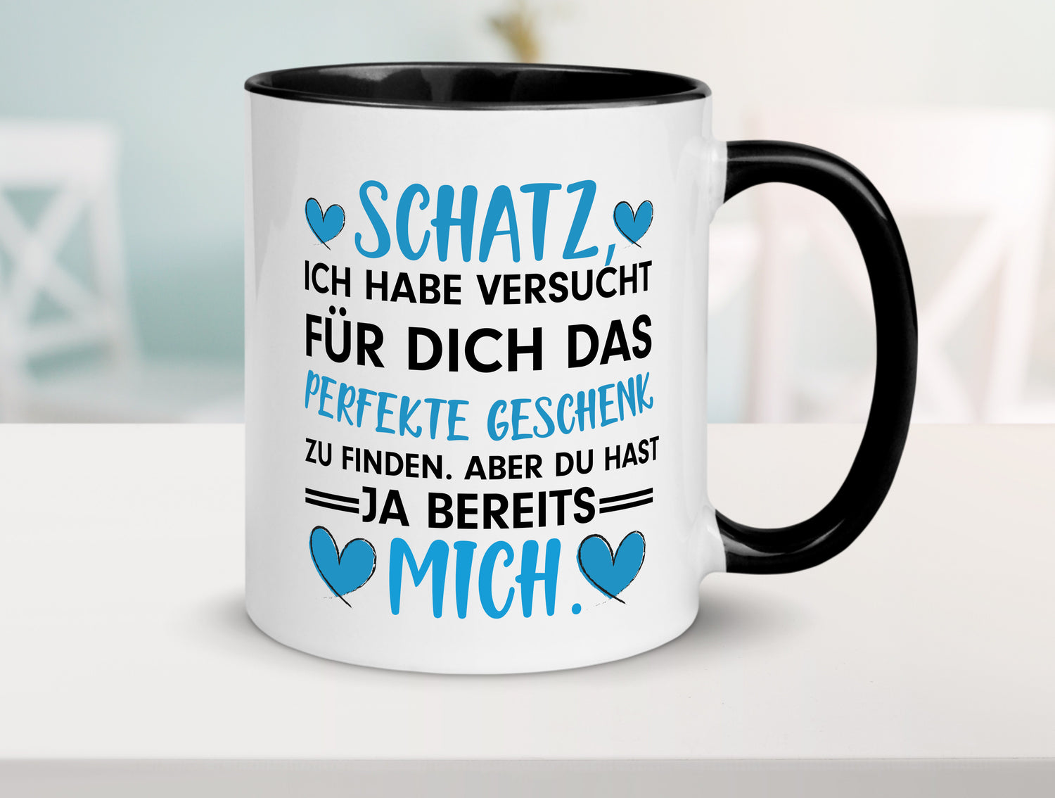 Perfekt für Schatz | Pärchen Tasse | Valentinstag Tasse Weiß - Schwarz - Kaffeetasse / Geschenk / Familie