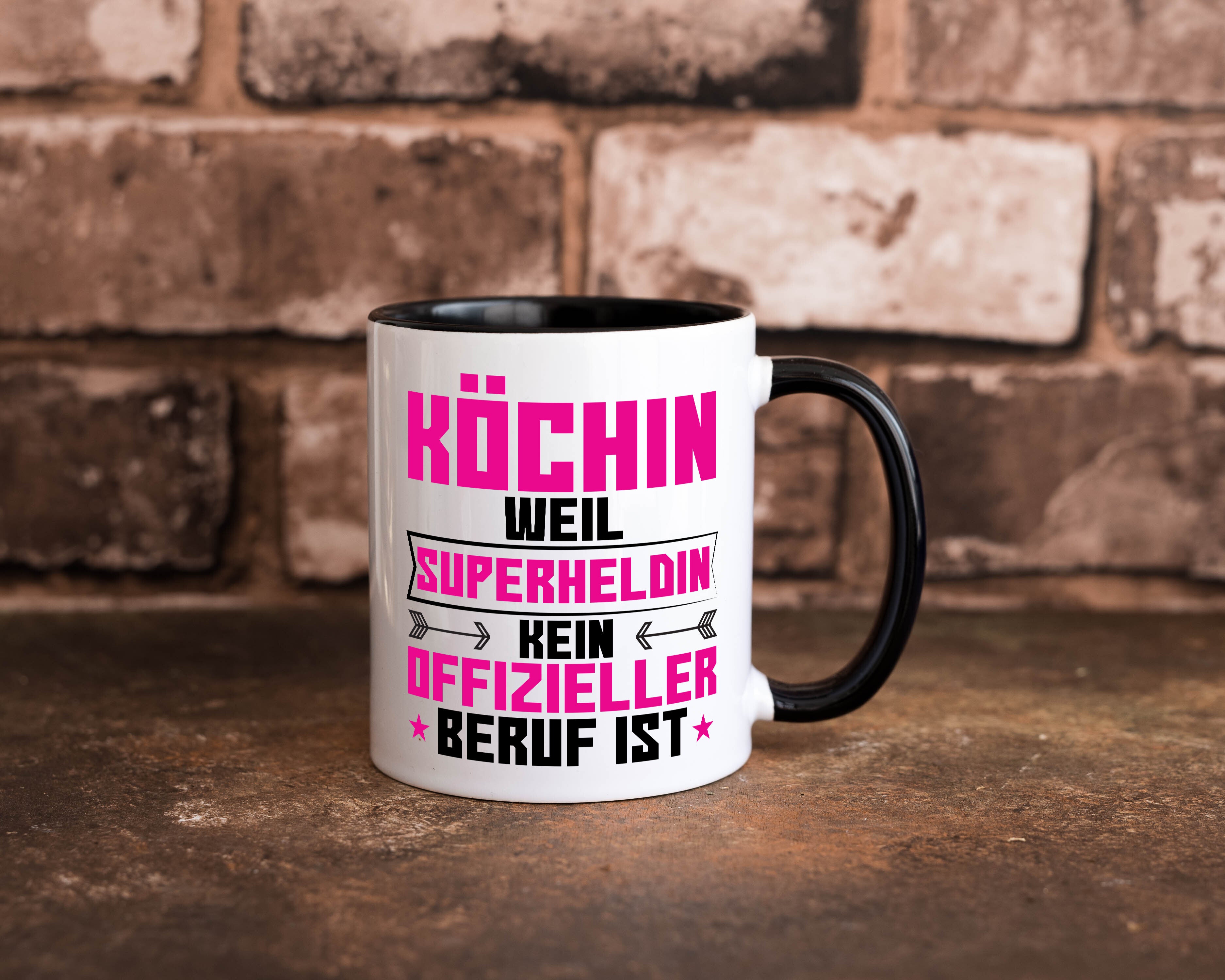 Superheldin Köchin | Chefköchin | Chefkoch Tasse Weiß - Schwarz - Kaffeetasse / Geschenk / Familie