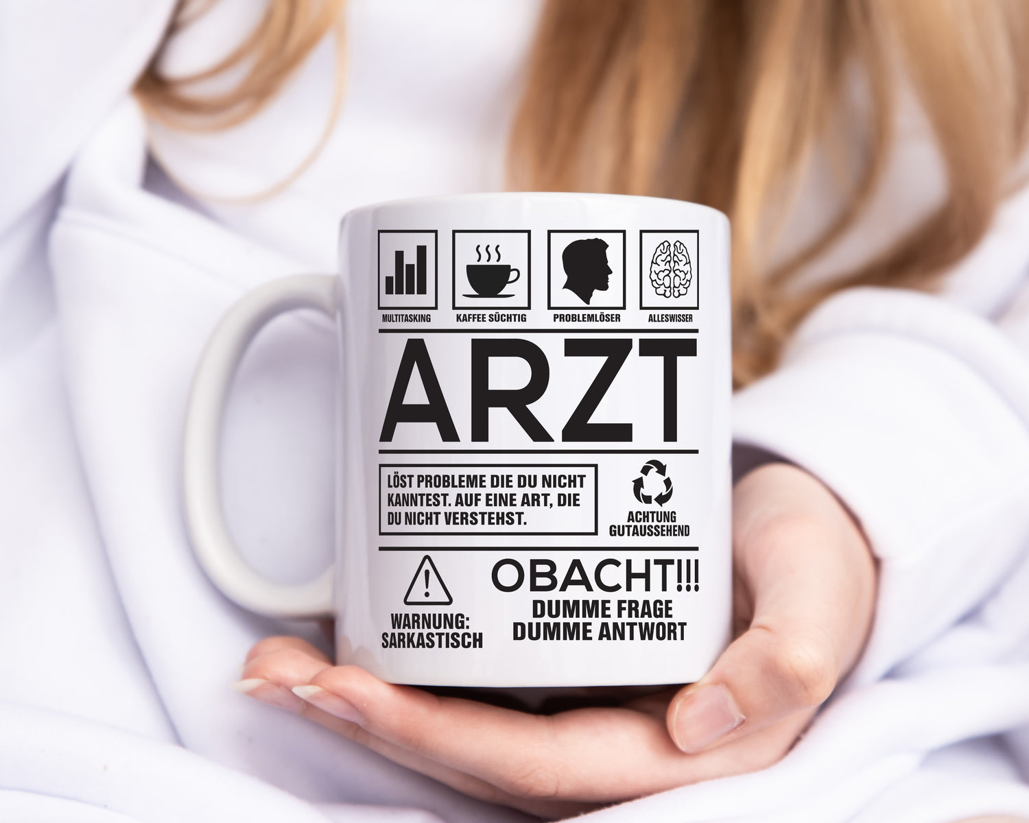 Achtung Probleme Arzt | Medizin | Doktor | Facharzt - Tasse Weiß - Kaffeetasse / Geschenk / Familie