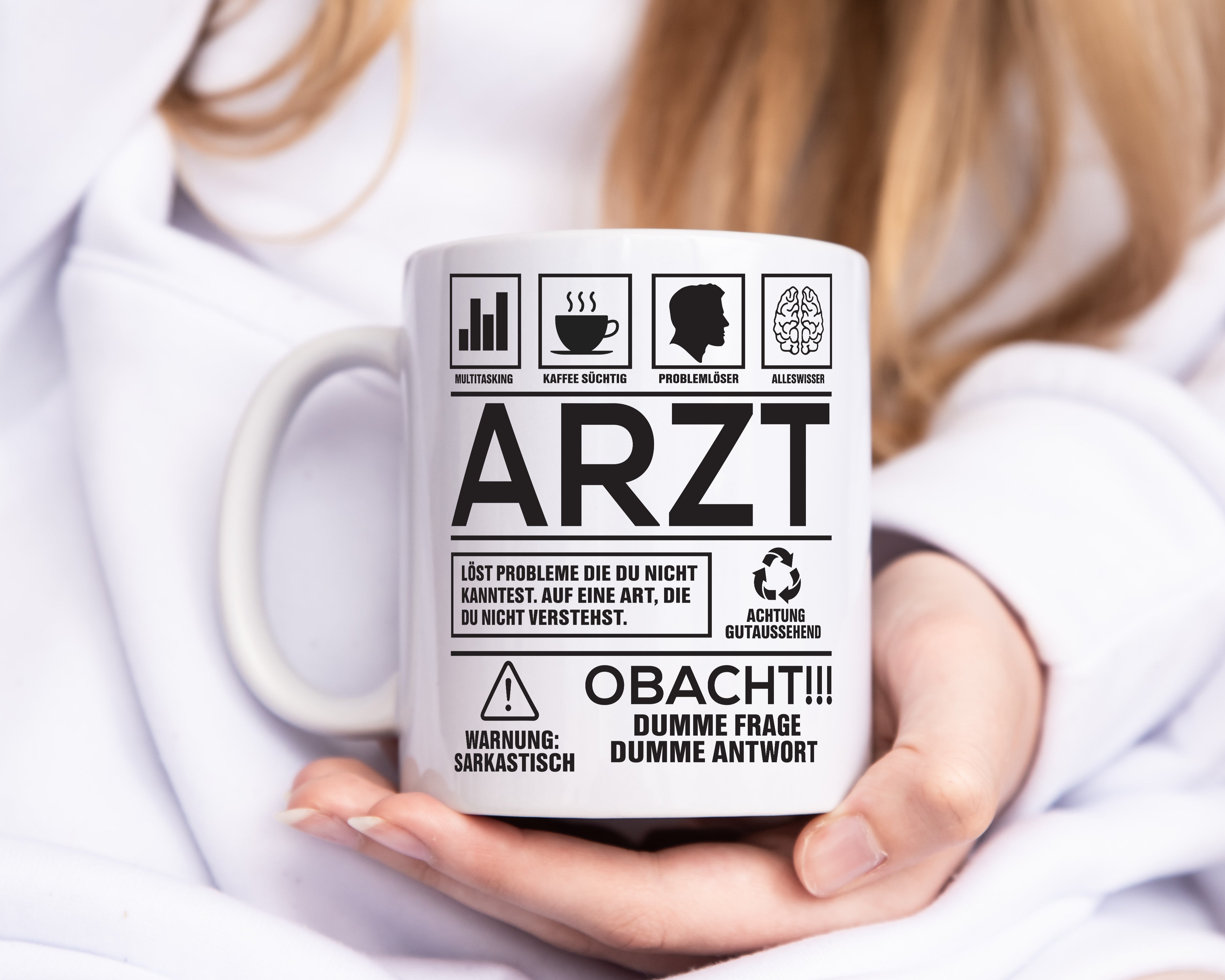 Achtung Probleme Arzt | Medizin | Doktor | Facharzt - Tasse Weiß - Kaffeetasse / Geschenk / Familie