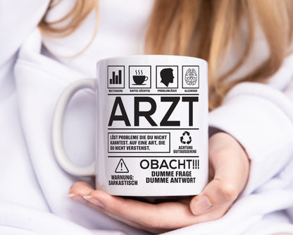 Achtung Probleme Arzt | Medizin | Doktor | Facharzt - Tasse Weiß - Kaffeetasse / Geschenk / Familie