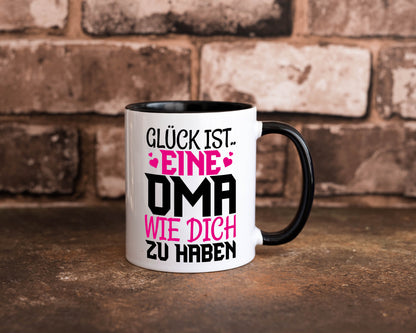 Glücklich dich zu haben Oma Tasse Weiß - Schwarz - Kaffeetasse / Geschenk / Familie