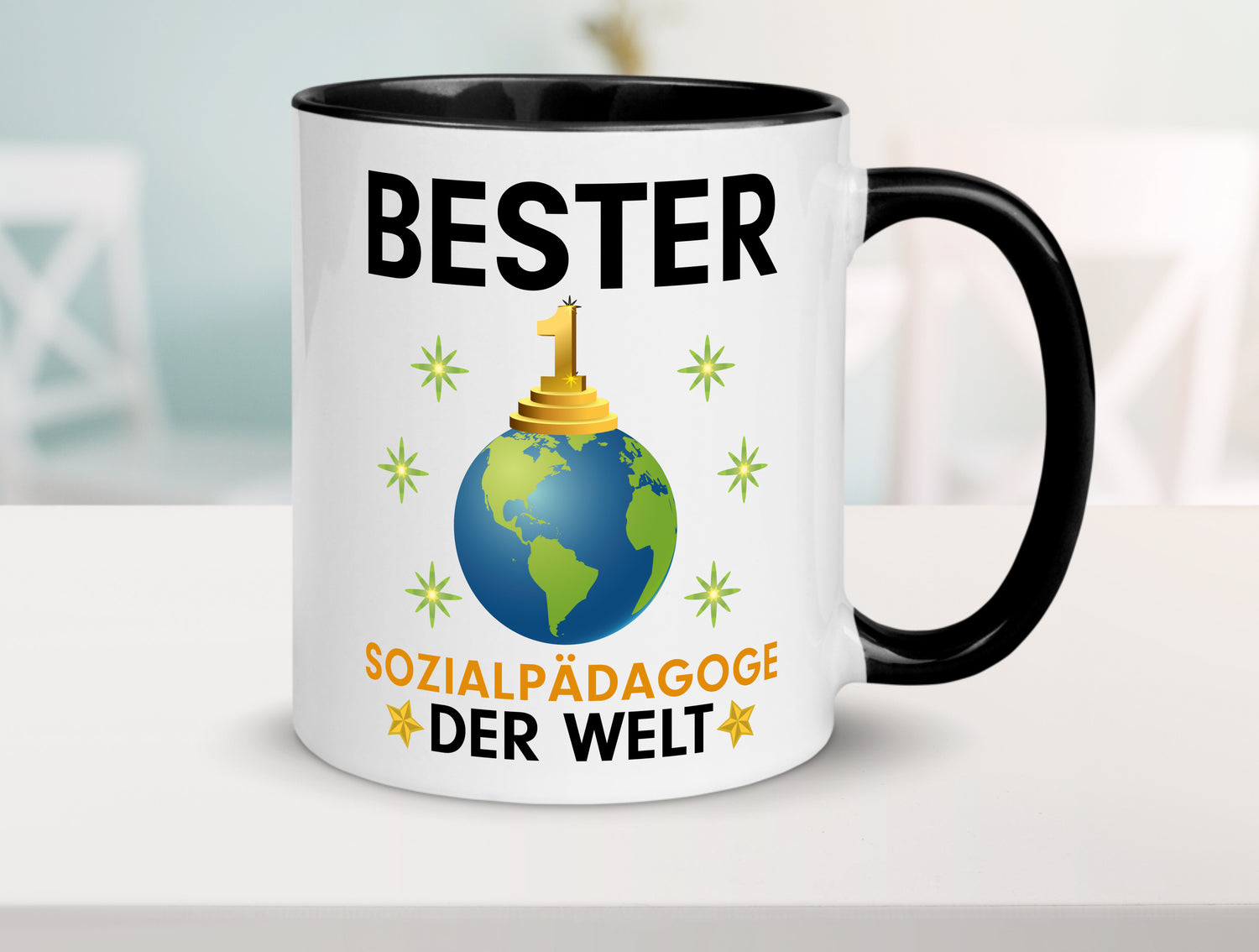 Welt Bester Sozialpädagoge | Pädagoge Tasse Weiß - Schwarz - Kaffeetasse / Geschenk / Familie