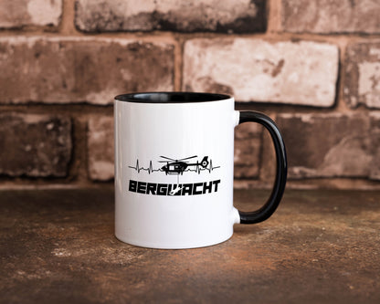 Bergwacht | Bergrettung | Hubschrauber Rettung | Alpen Tasse Weiß - Schwarz - Kaffeetasse / Geschenk / Familie