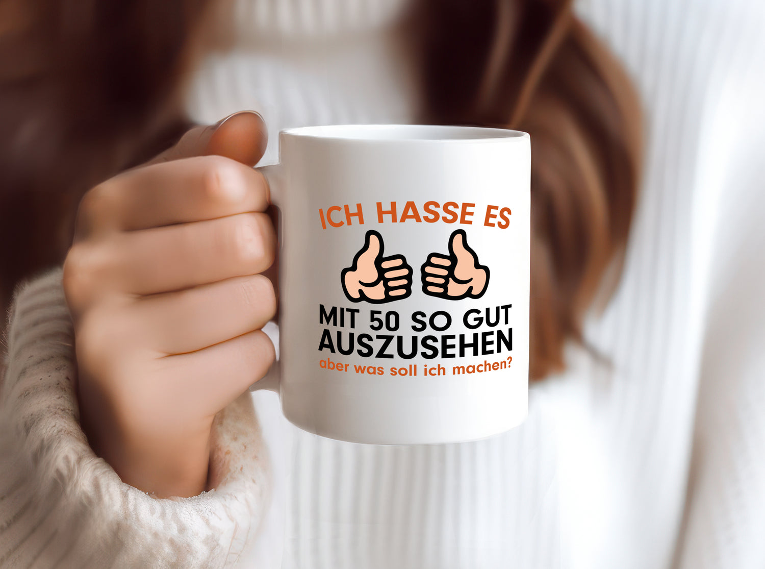 Mit 50 | Geburtstag | lustiger Spruch | 50er - Tasse Weiß - Kaffeetasse / Geschenk / Familie