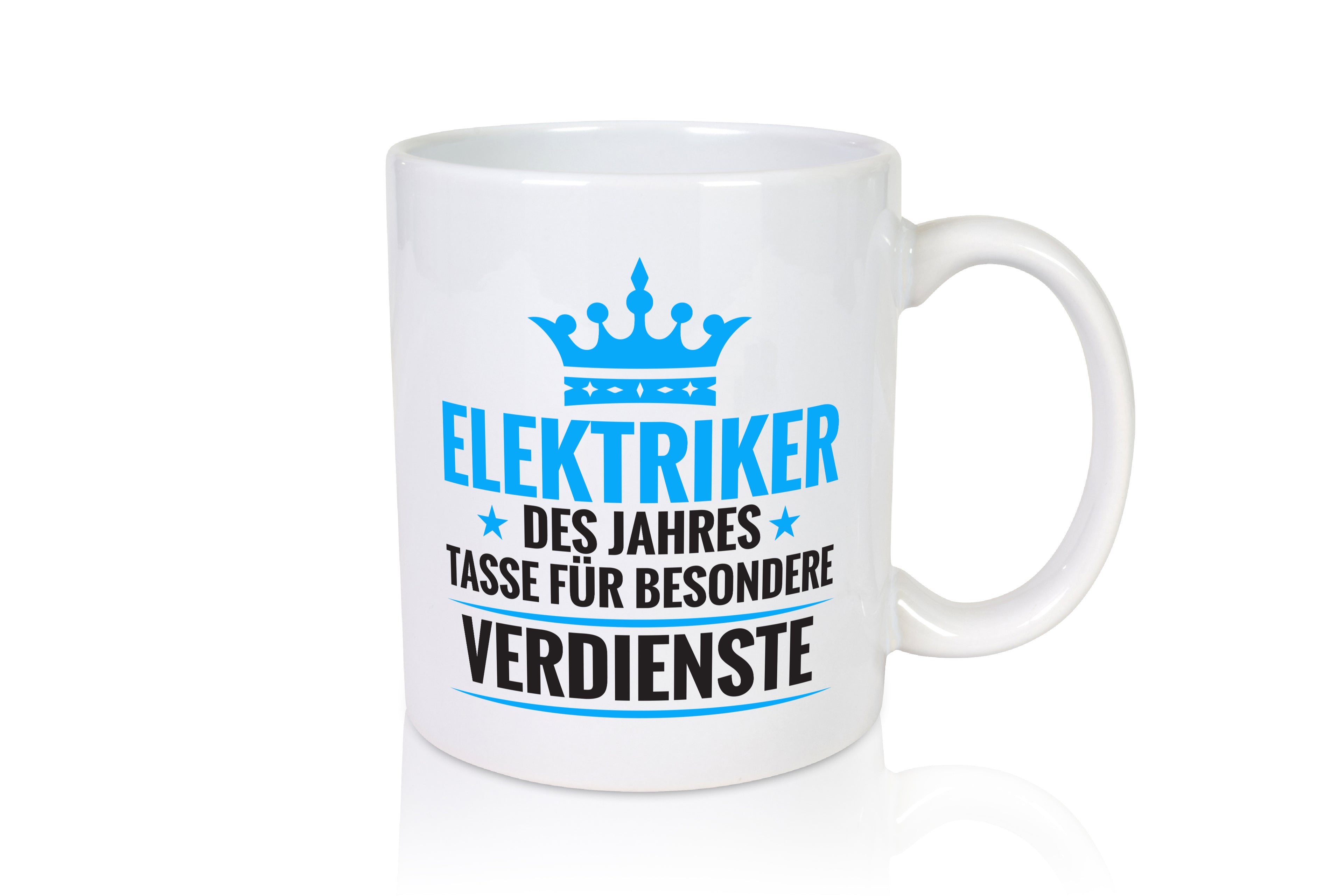 Besonderer Verdienst: Elektriker | Elektrotechnik - Tasse Weiß - Kaffeetasse / Geschenk / Familie