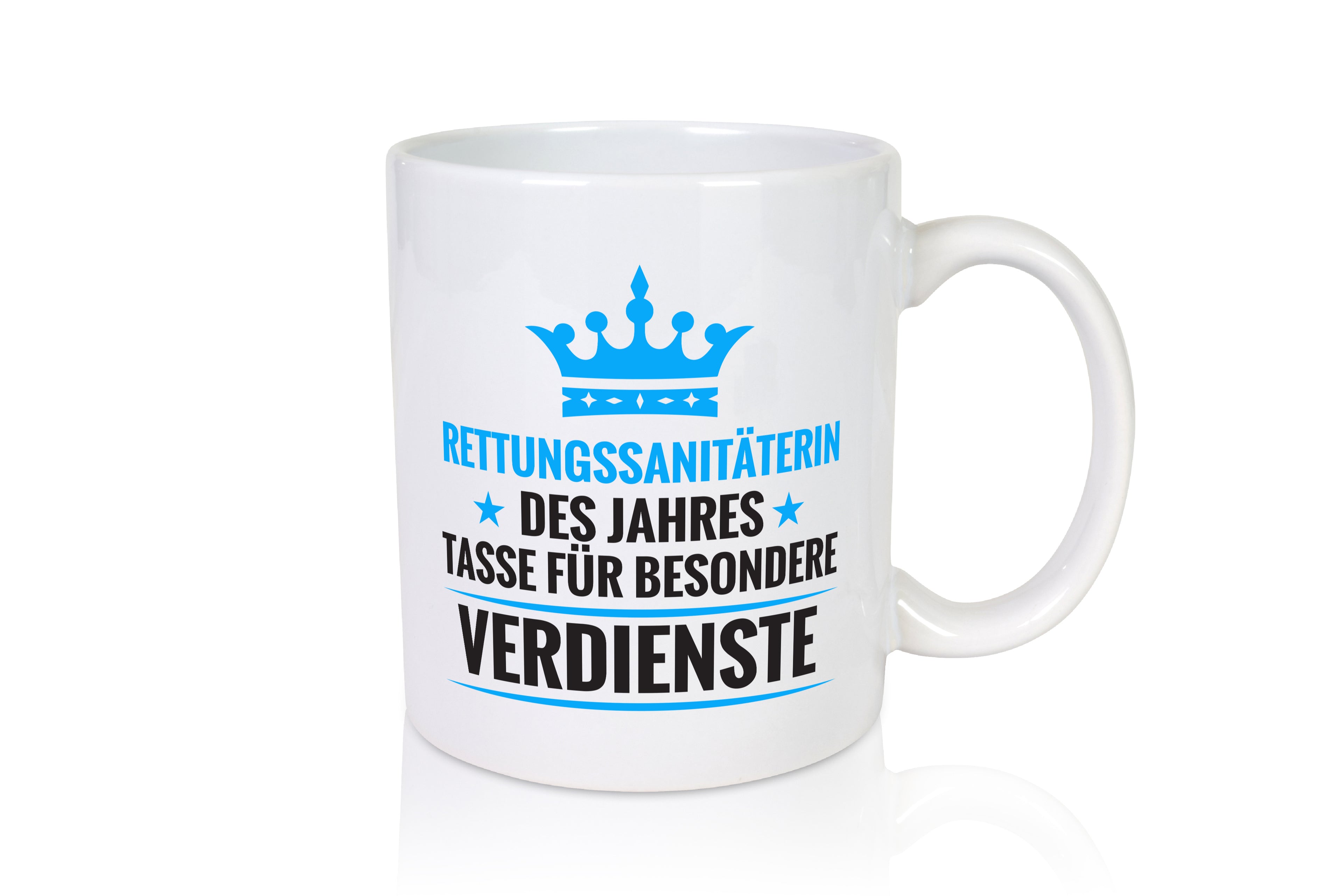 Besonderer Verdienst: Rettungssanitäterin | Sanitäter - Tasse Weiß - Kaffeetasse / Geschenk / Familie