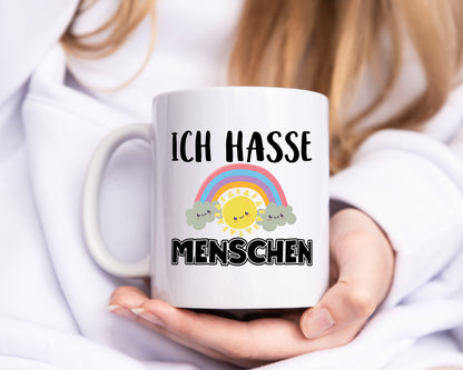 Ich hasse Menschen | Kinder Zeichnung | Zyniker Tasse - Tasse Weiß - Kaffeetasse / Geschenk / Familie