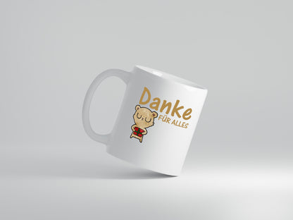 Danke für Alles | Dankeschön Spruch | Bär | Mitbringsel - Tasse Weiß - Kaffeetasse / Geschenk / Familie