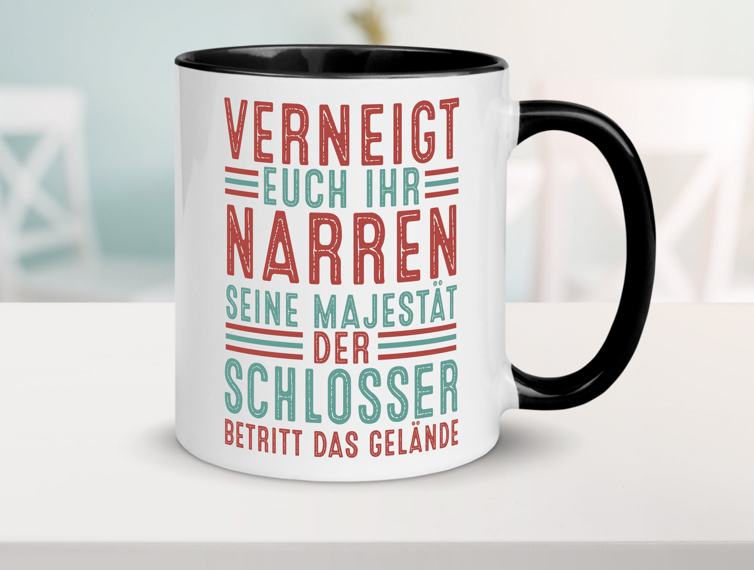 Verneigt euch: Schlosser | Beruf Schlosserei Tasse Weiß - Schwarz - Kaffeetasse / Geschenk / Familie