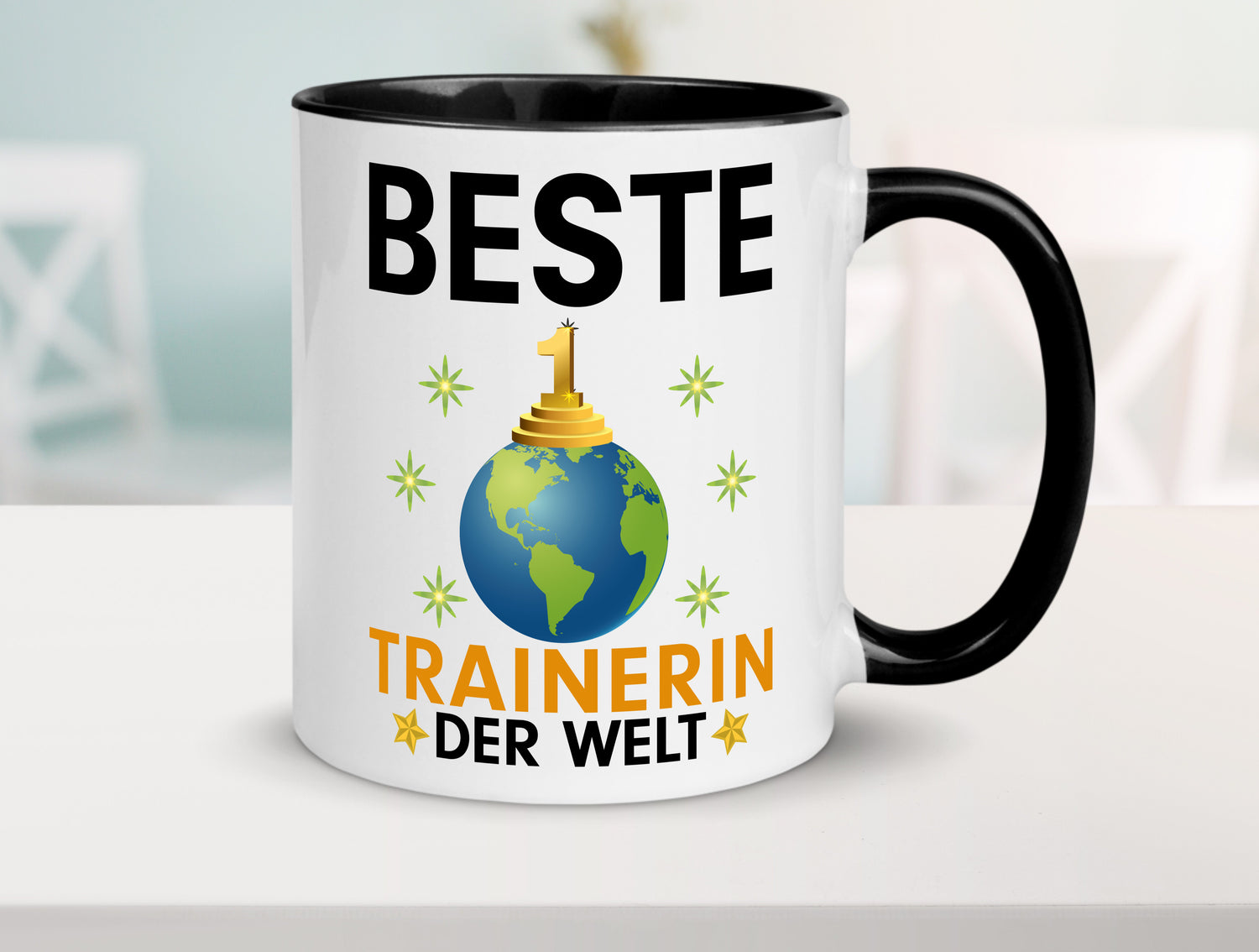 Welt Beste Trainerin | Sportverein | Humor Tasse Weiß - Schwarz - Kaffeetasse / Geschenk / Familie