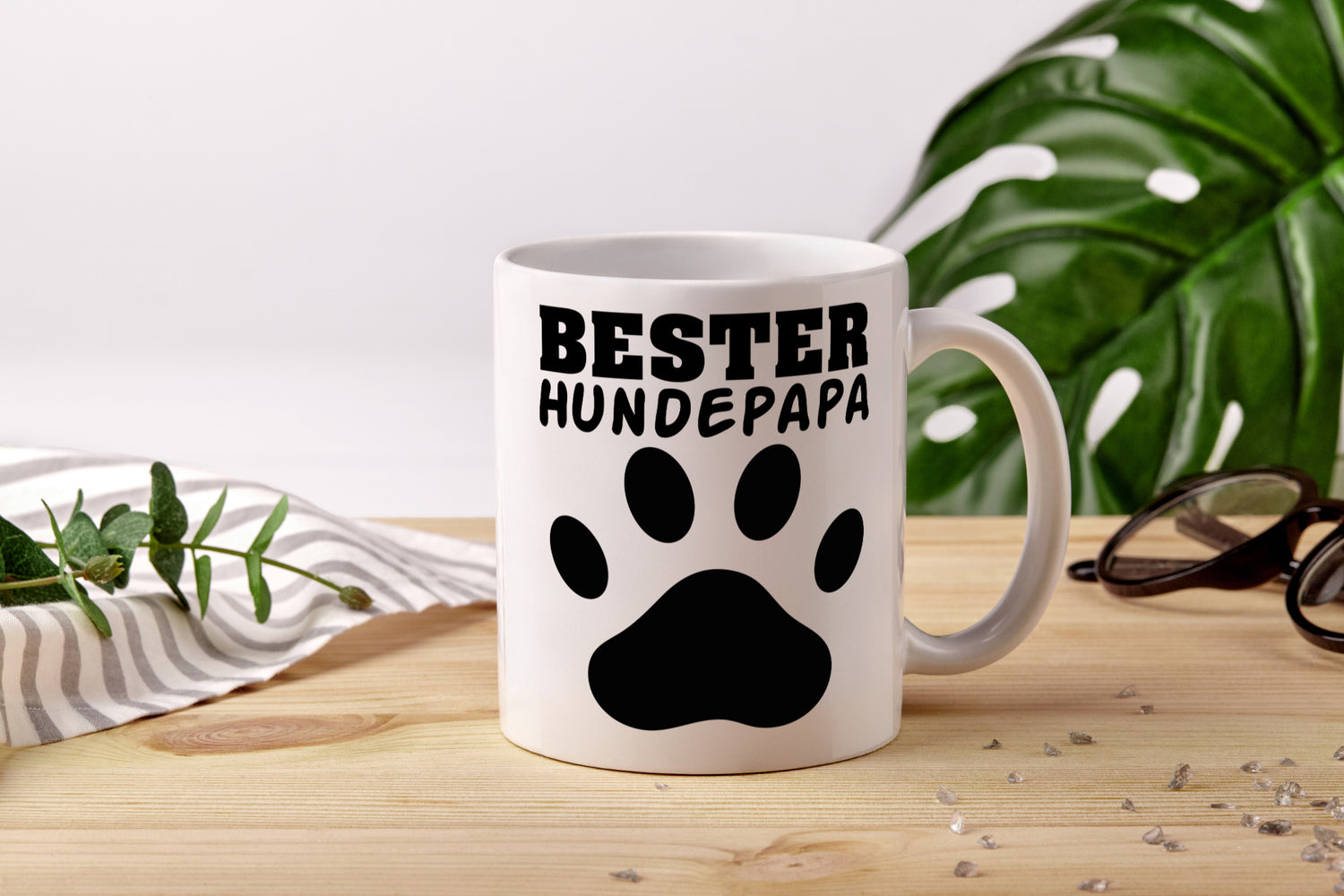 Bester Hundepapa | Hundebesitzer Tasse | Pfotenabdruck - Tasse Weiß - Kaffeetasse / Geschenk / Familie