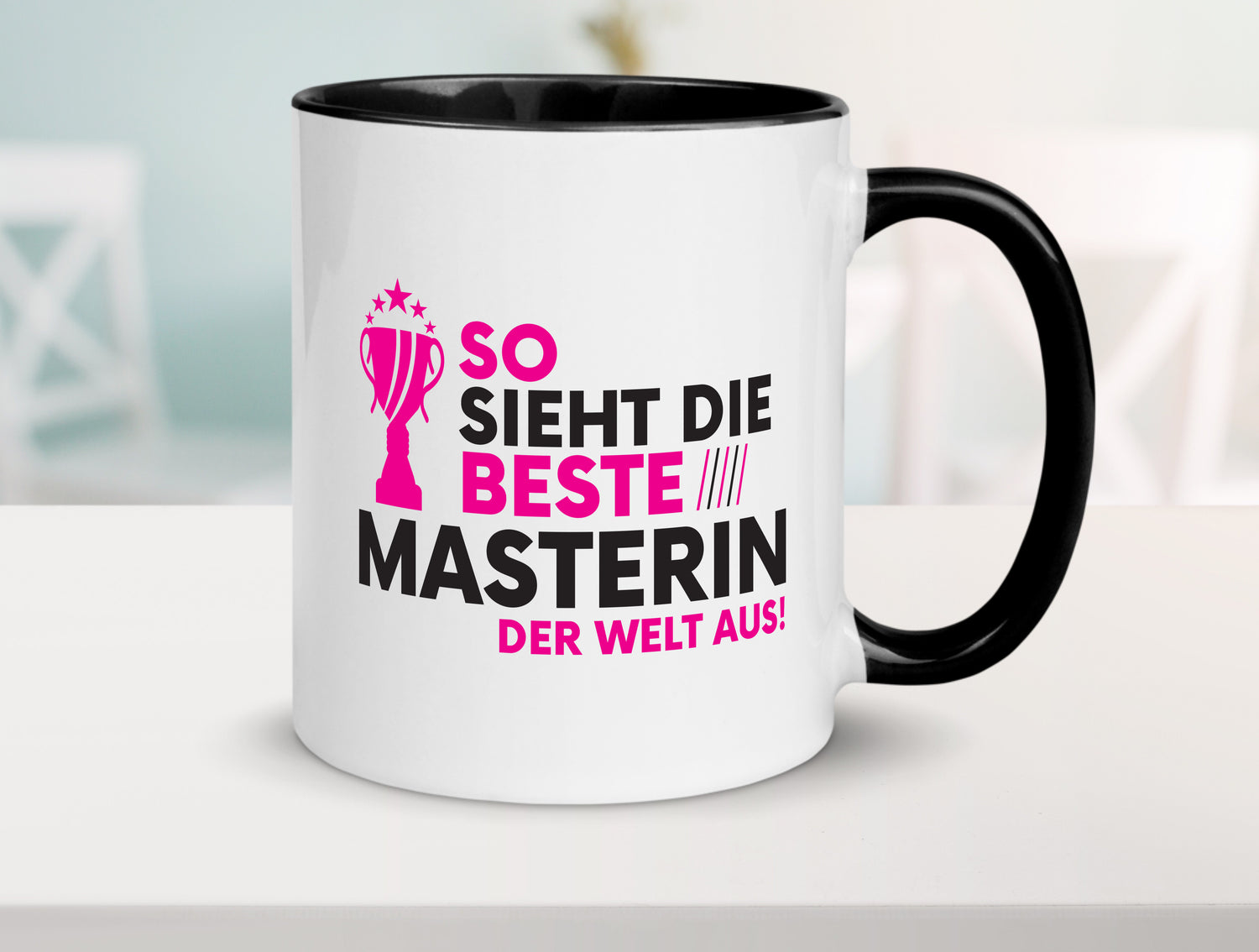 Die Weltbeste Masterin | Student | Uni | Master Studium Tasse Weiß - Schwarz - Kaffeetasse / Geschenk / Familie