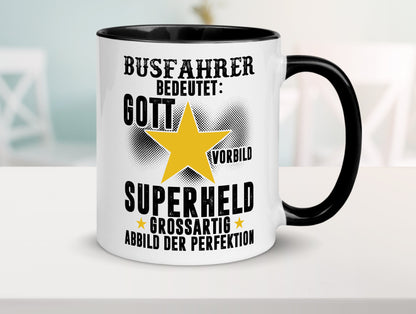 Bedeutung von Busfahrer | Berufsfahrer | Fahrer Tasse Weiß - Schwarz - Kaffeetasse / Geschenk / Familie