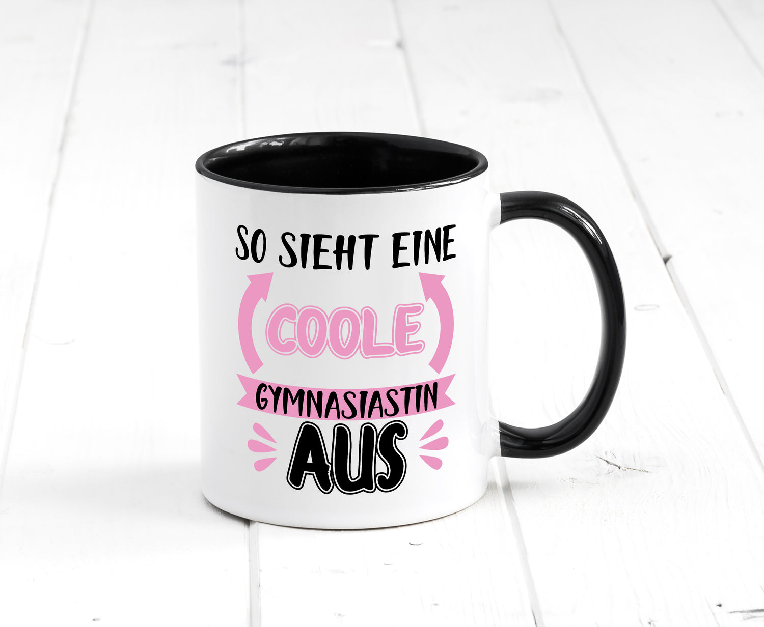 Coole Gymnasiastin | Mädchen Tasse | Schülerin Tasse Weiß - Schwarz - Kaffeetasse / Geschenk / Familie